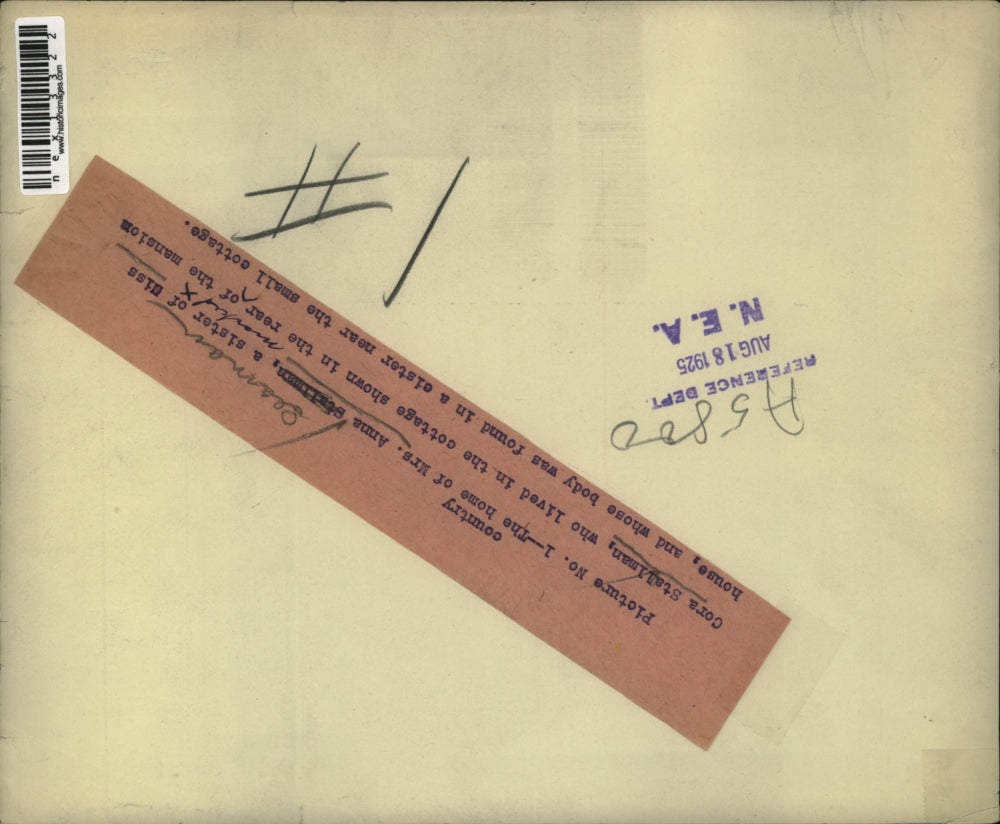 1925 Press Photo Cottage Home of Anna Seaman Whose Dead Body was Found Outside