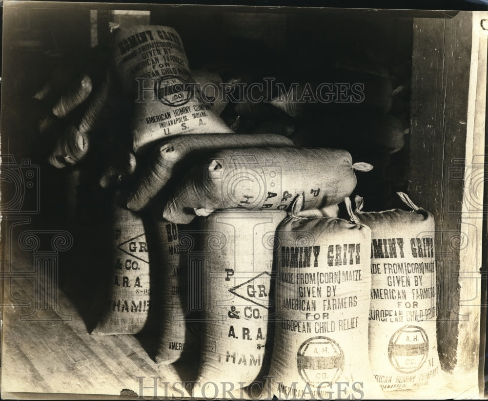 1921 Press Photo Sacks of Flour Ready for Shipment