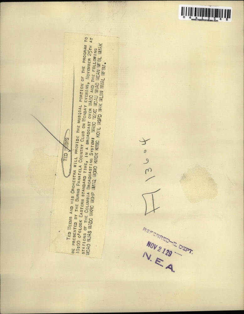 1929 Press Photo Ted Weems