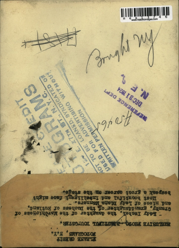 1924 Press Photo Lady Isabel, daughter of the Marchioness of Granby - nex13746