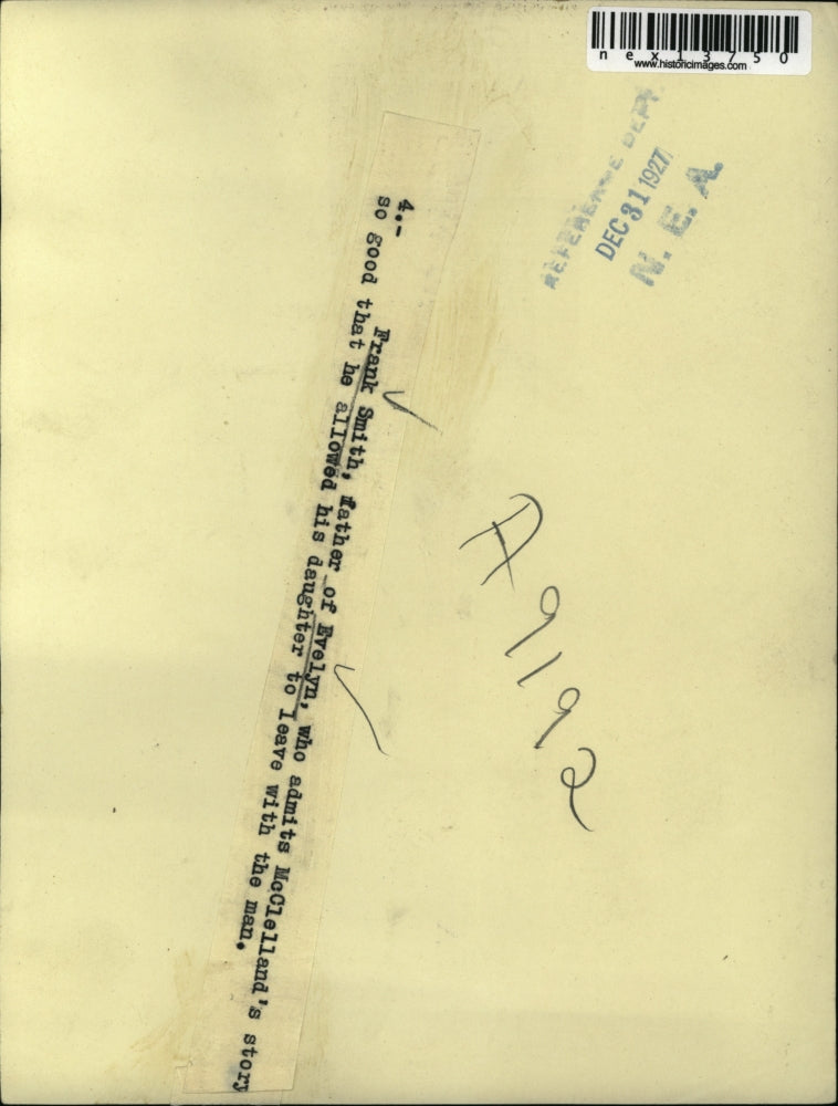 1927 Press Photo Frank Smith, father of Evelyn - nex13750