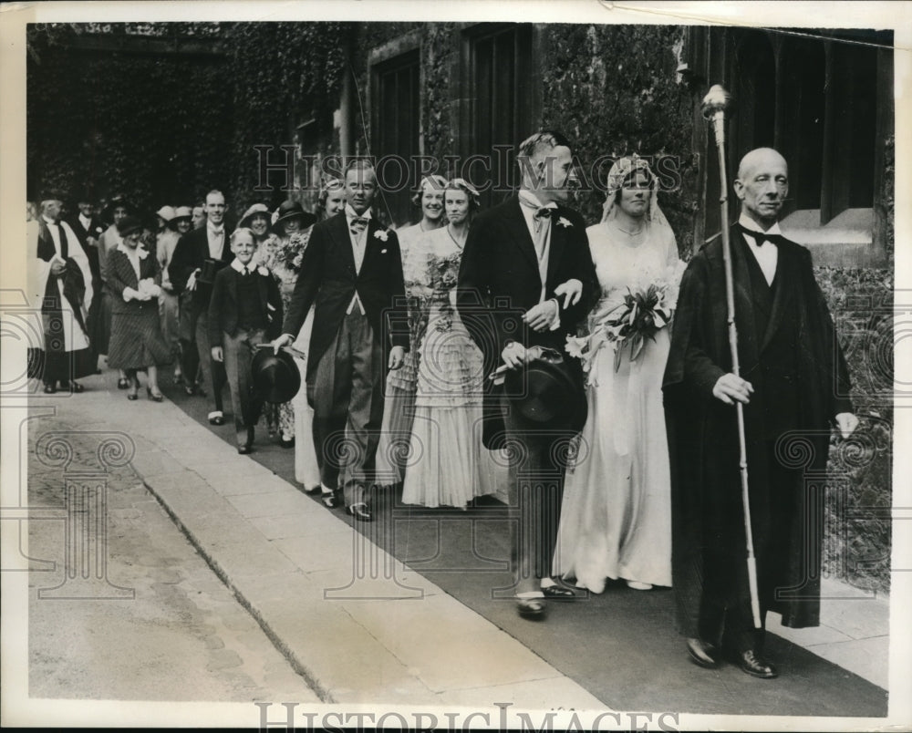 1932 Press Photo J Taynton wedding to Dr N Storr son of Archdeacon Westminster