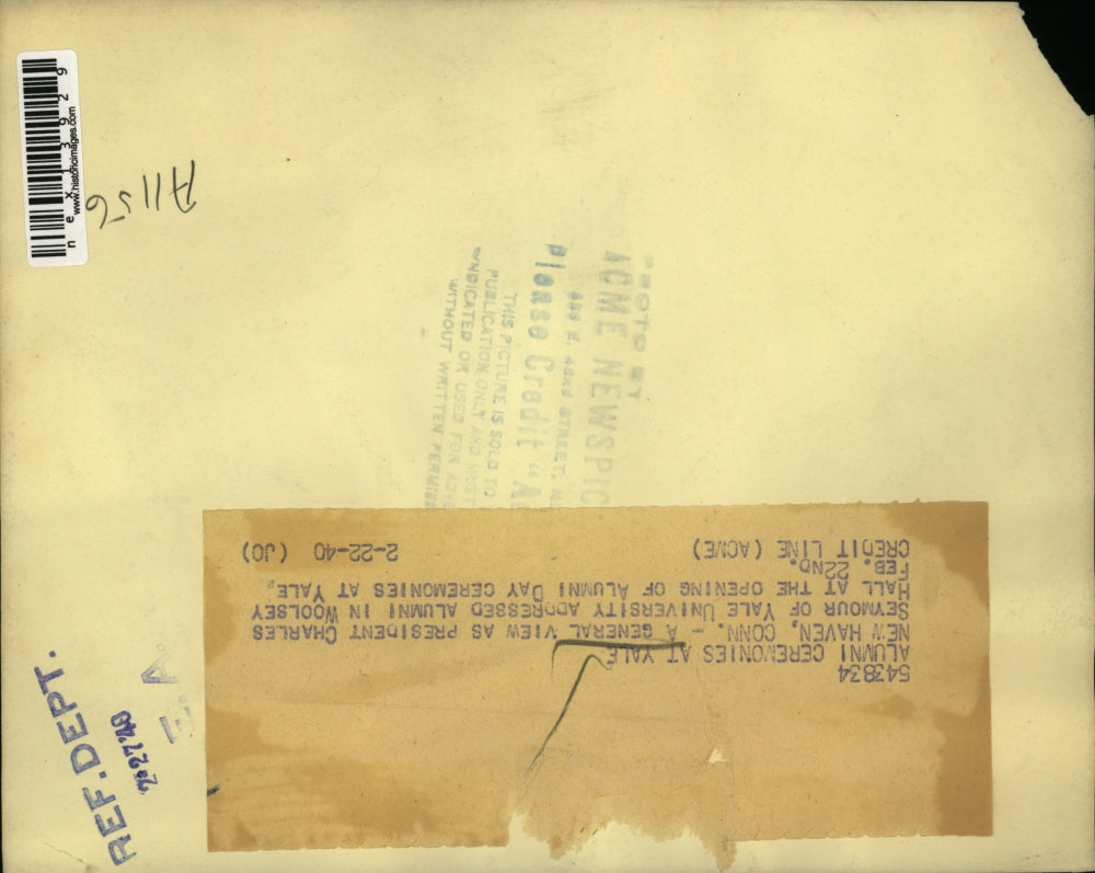 1940 Press Photo President Charles Seymour of Yale University Addressed Alumni