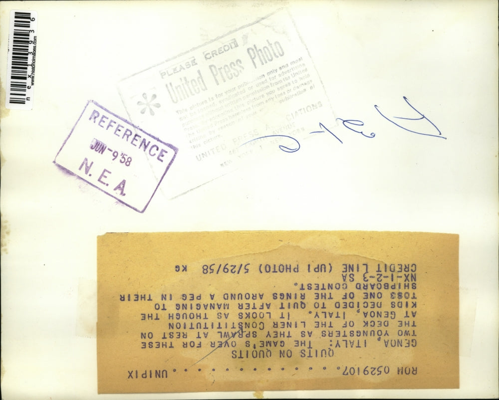 1958 Press Photo Youngsters Rest on Deck of the liner Constitution in Genoa