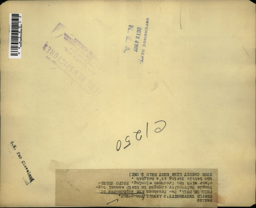 1927 Press Photo Temple University's Annual Tug of War.