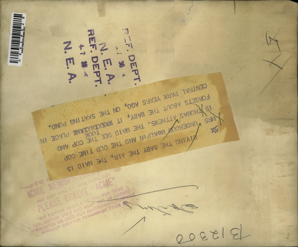 1936 Press Photo Mrs Underwood McAlpin & Thomas Atthews on NYC skate pond