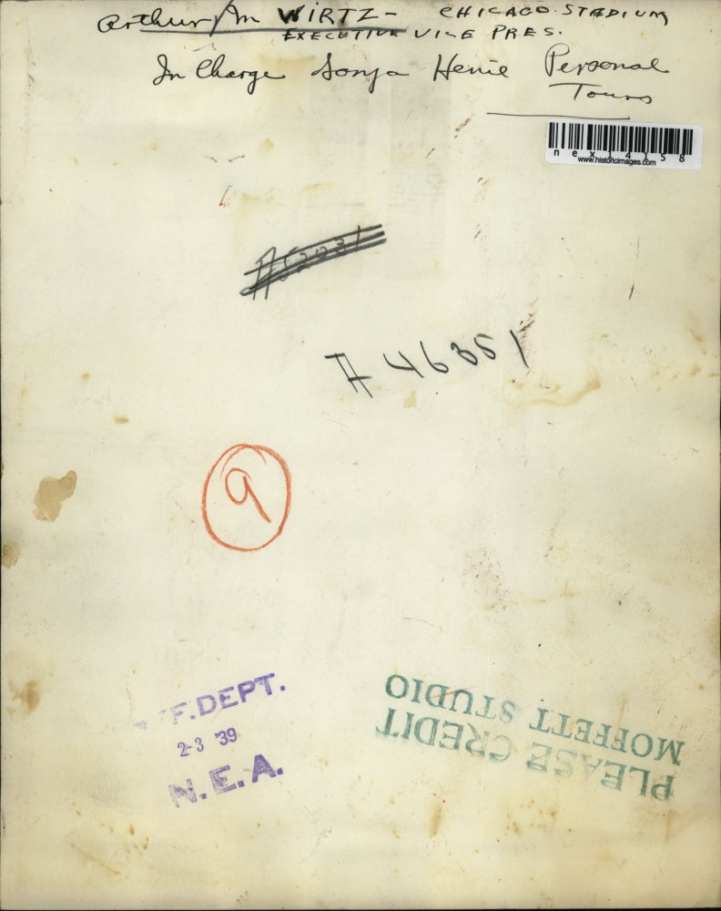 1939 Press Photo Arthur M Wirtz Chicago Exec VP of Sonja Henie tours