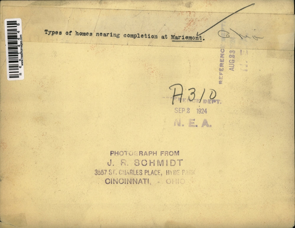 1924 Press Photo Houses/Homes Under Construction in Mariemont