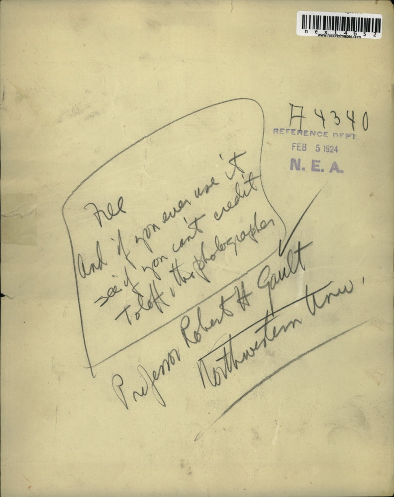 1924 Press Photo Robert H. Gault, Professor Northwestern University