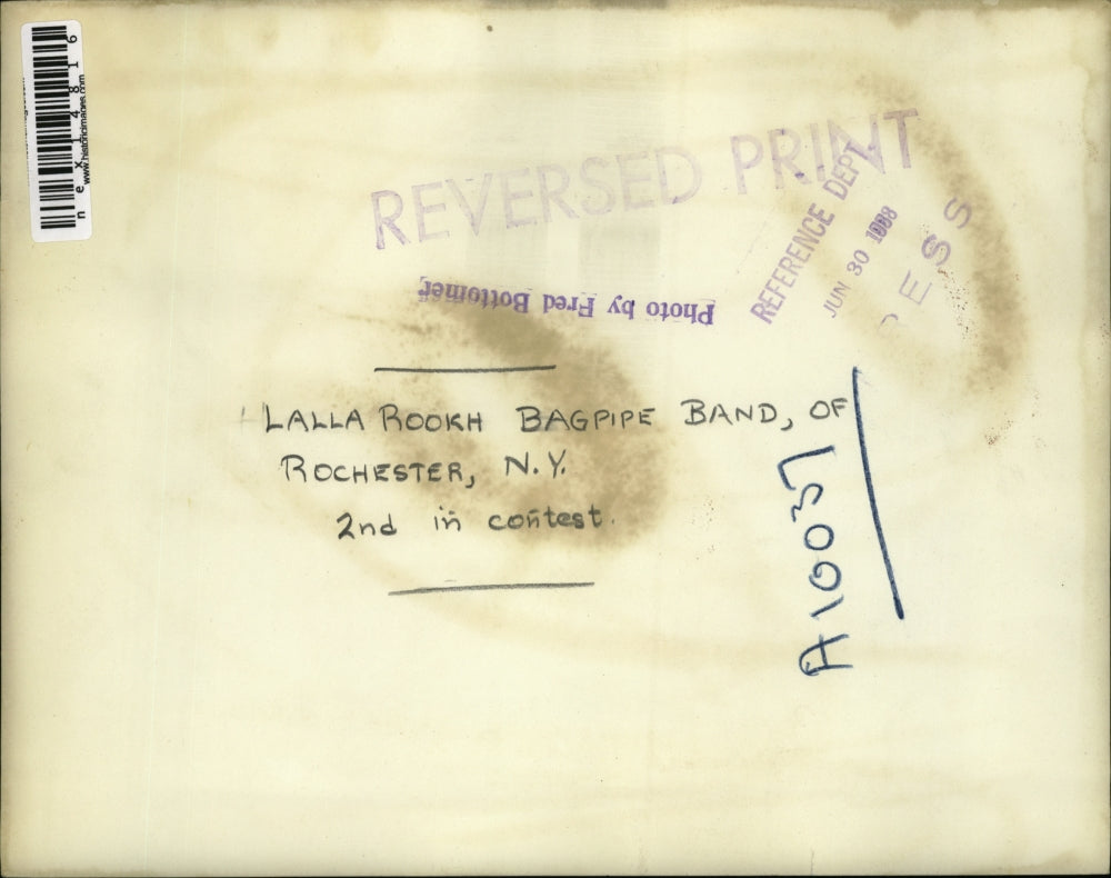 1938 Press Photo Lalla Rookh Bagpipe Band Rochester New York Second in Contest