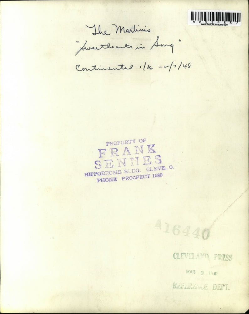 1948 Press Photo The Martins in Sweethearts in Song