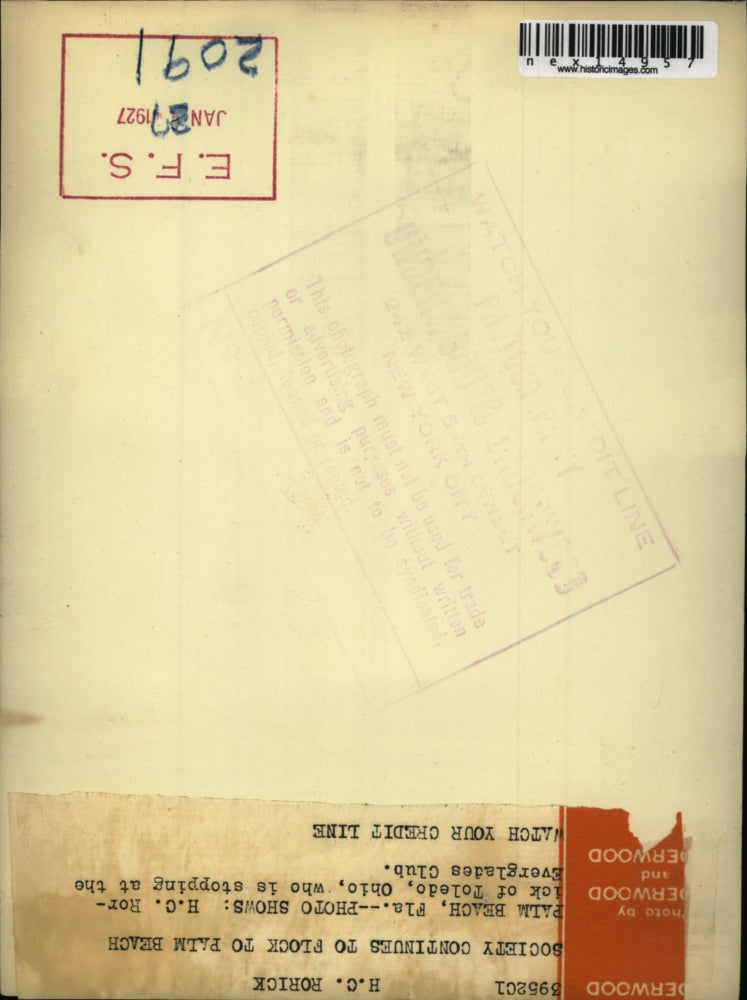 1927 Press Photo HC Rorick Of Toledo Is Stopping At The Everglades Club