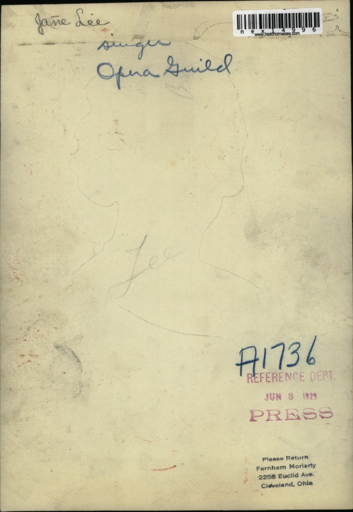 1929 Press Photo Opera Guild Singer Jane Lee