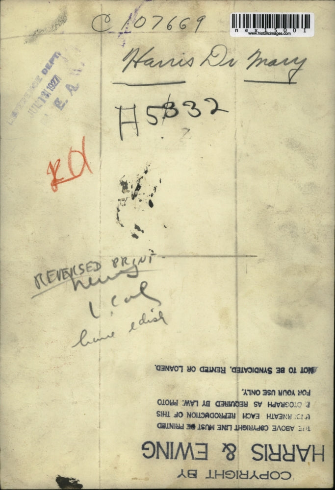 1927 Press Photo Mrs Harris DeMary - nex15001