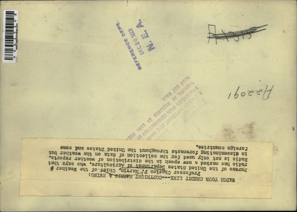 1923 Press Photo Professor Charles F Marvin Weather Bureau Dept of Agriculture