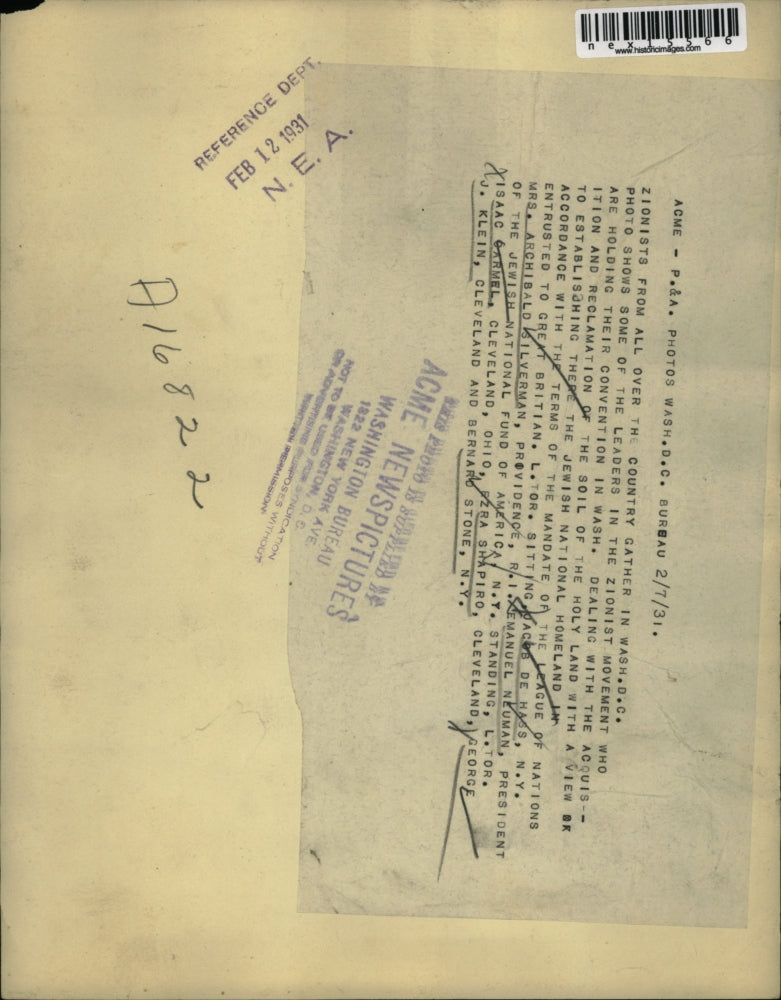 1931 Press Photo Jocab De hass, Mrs. Archibald, Silverman, Emanuel Neuman