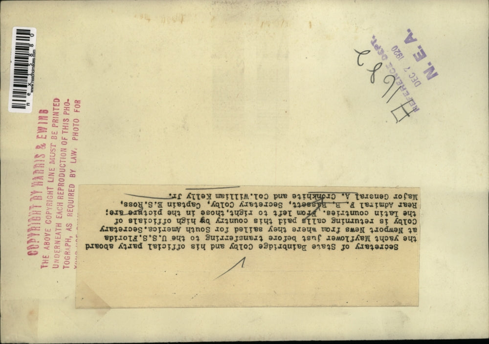 1920 Press Photo Bainbridge Colby, F.B. Bassett, E.S. Ross, A. Cronkhite