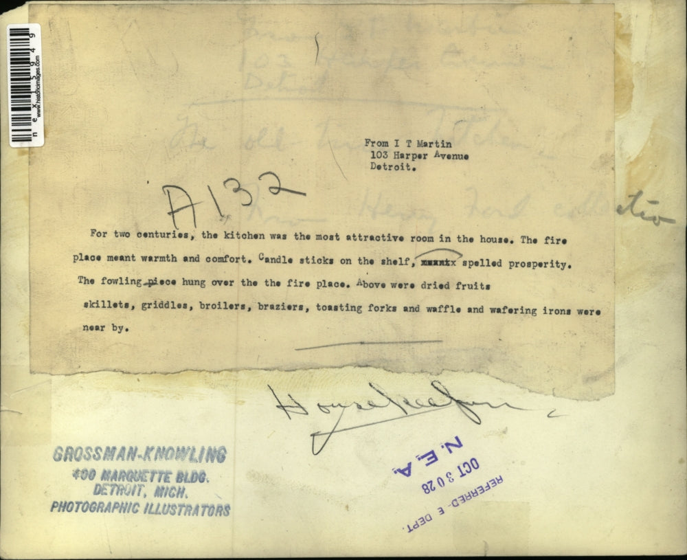 1928 Press Photo For 2 centuries the kitchen was the most attractive room in