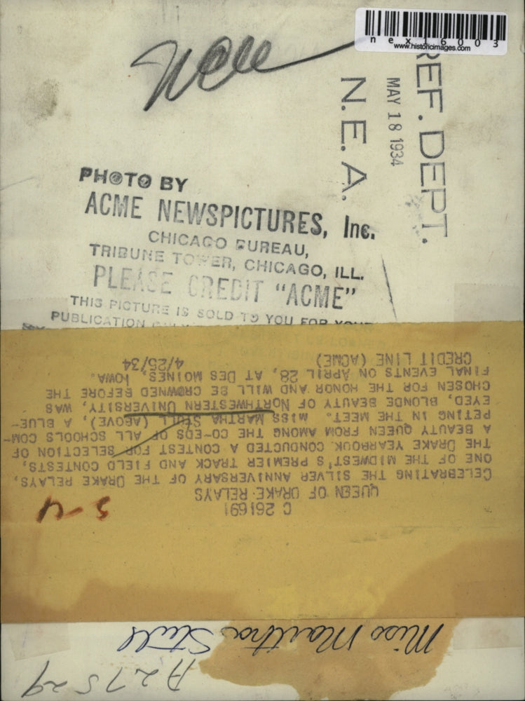 1934 Press Photo Martha Stull Northwestern Univ for Beauty contest