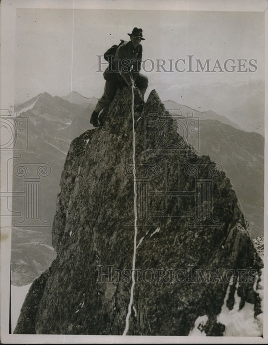 1929 Press Photo Near Summit of Tour Ronde, Franco-italian Frontier
