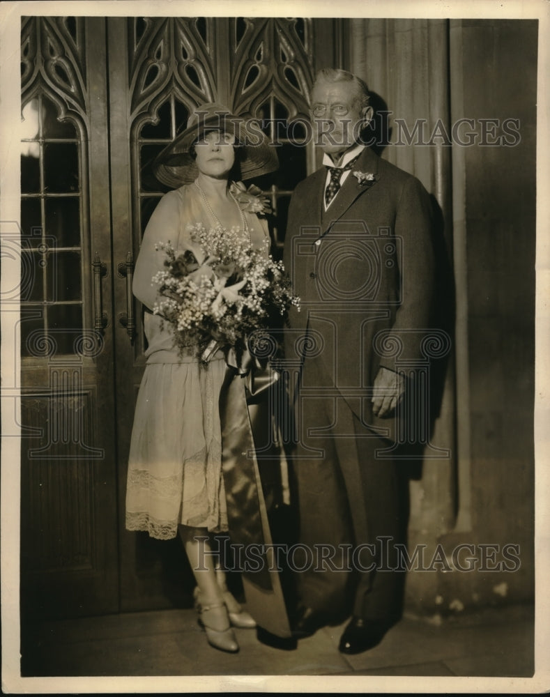 1927 Press Photo C.R. Flint Wed to Miss Charlotte Reeves at First Presbyterian