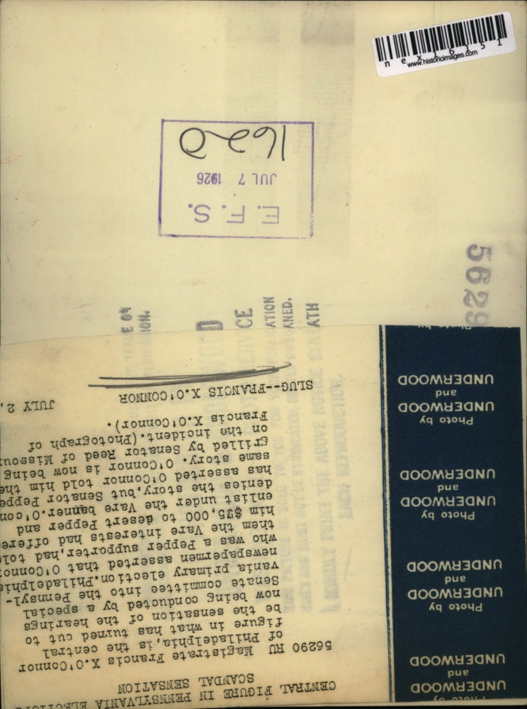 1926 Press Photo Magistrate Francis X. O'Connor