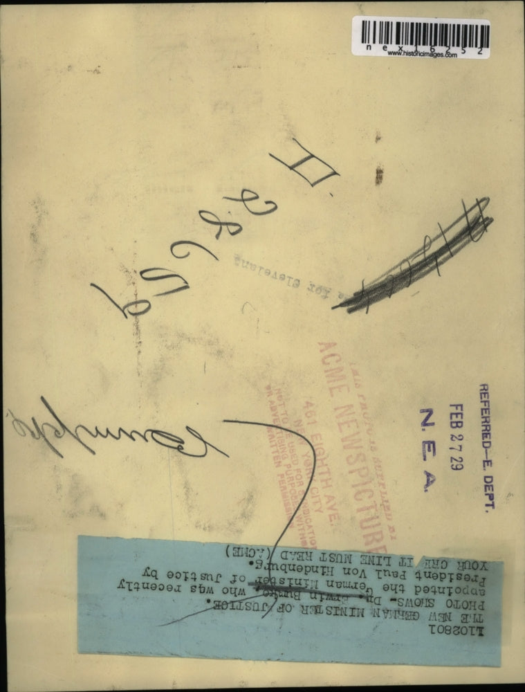 1929 Press Photo Dr Erwin Burke who was recently appointed the German Minister