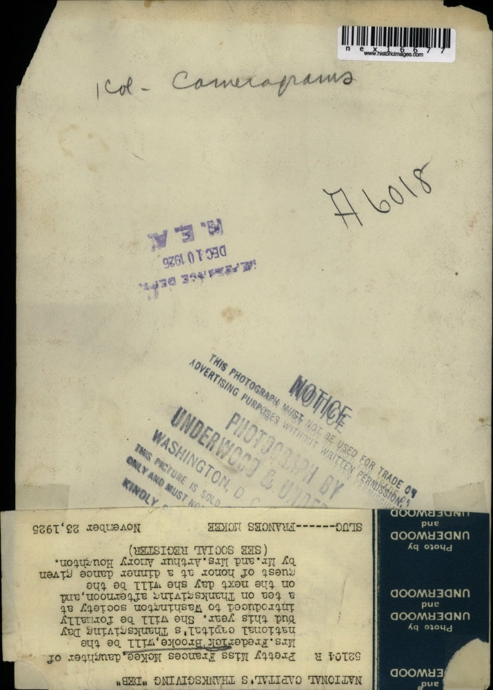 1925 Press Photo Frances MCKee debutante in Wash DC