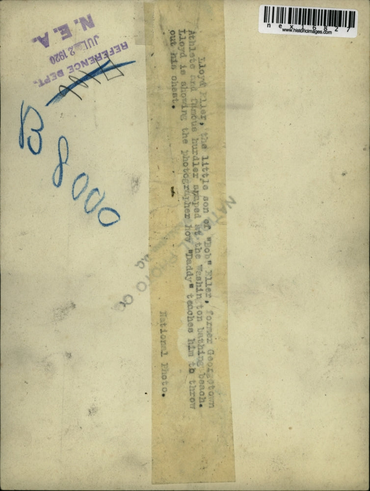 1920 Press Photo Lloyd Eller son of hurdler Bob Eller in Wash DC