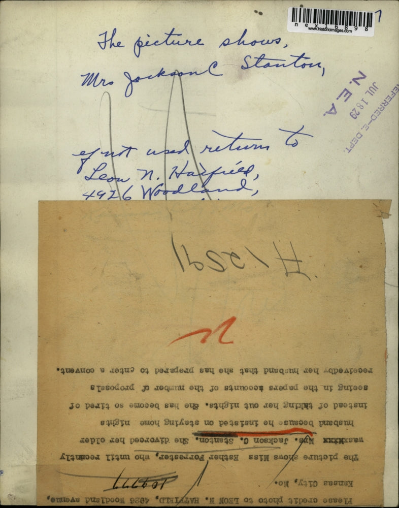 1929 Press Photo Esther Forrester, Ex Wife of Lawyer Jackson C. Stanton