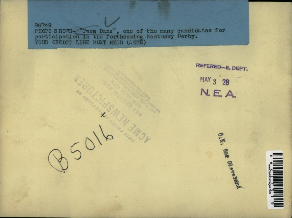 1928 Press Photo Two Dans, candidate for Kentucky Derby