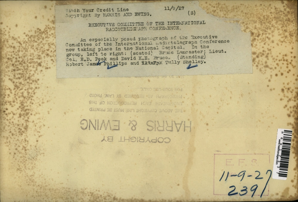 1927 Press Photo Executive Committee, International Radiotelegraph Conference