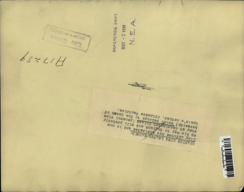 1931 Press Photo Kensington Palace in England wher Spainish King Alfonso stays