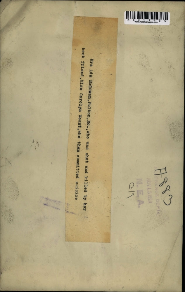 1920 Press Photo Mrs Ada McGowan Fulton Mo shot Carolyn Weant dead