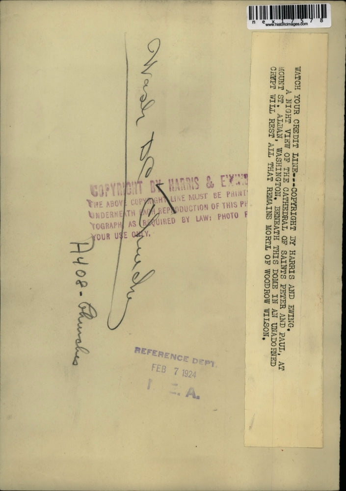 1924 Press Photo Night view of Cathedral of Sts Peter & Pauk at Mt St Alban DC