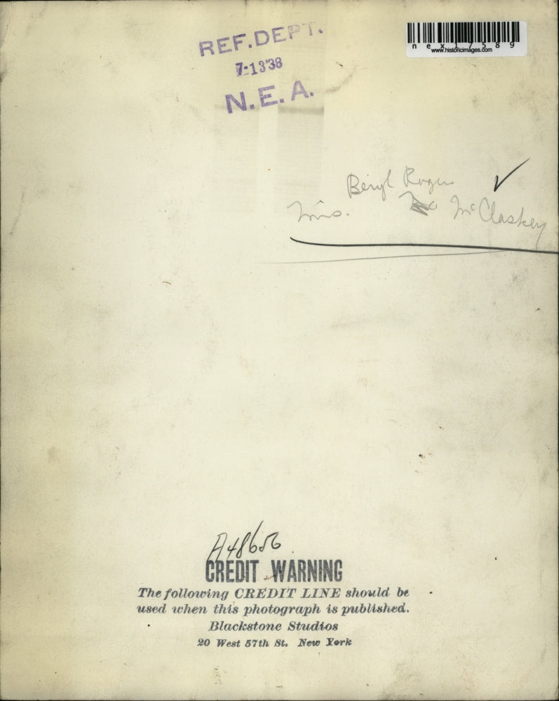 1938 Press Photo Beryl Roger McClaskey