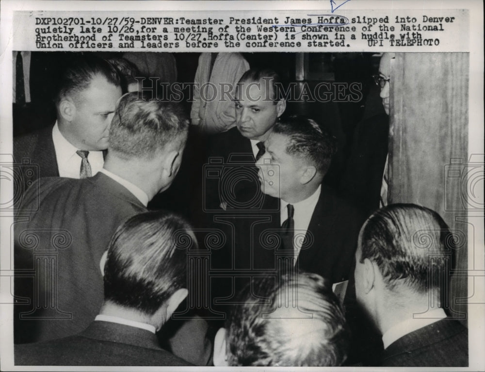 1959 Press Photo Teamster Union President James Hoffa at Denver Conference