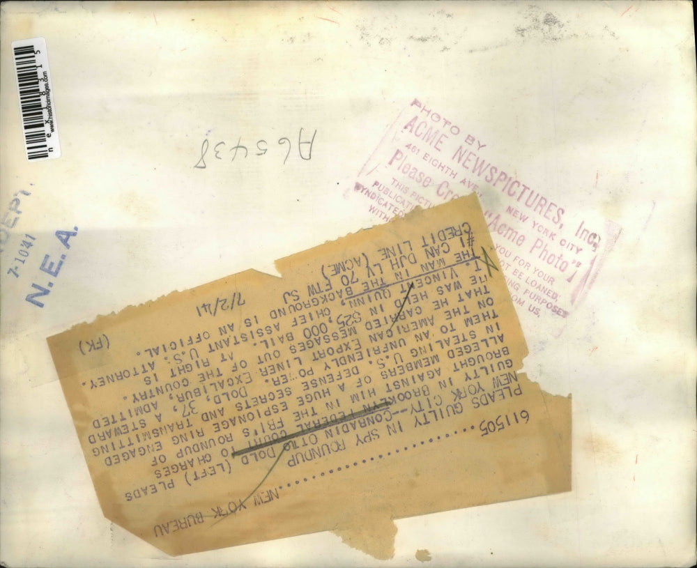 1941 Press Photo NYC Conradin Otto Dold at espionage trial Lt V Quinn