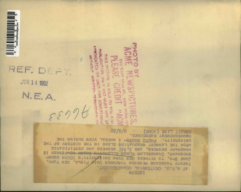 1932 Press Photo NY Univversity 100th commencement grads