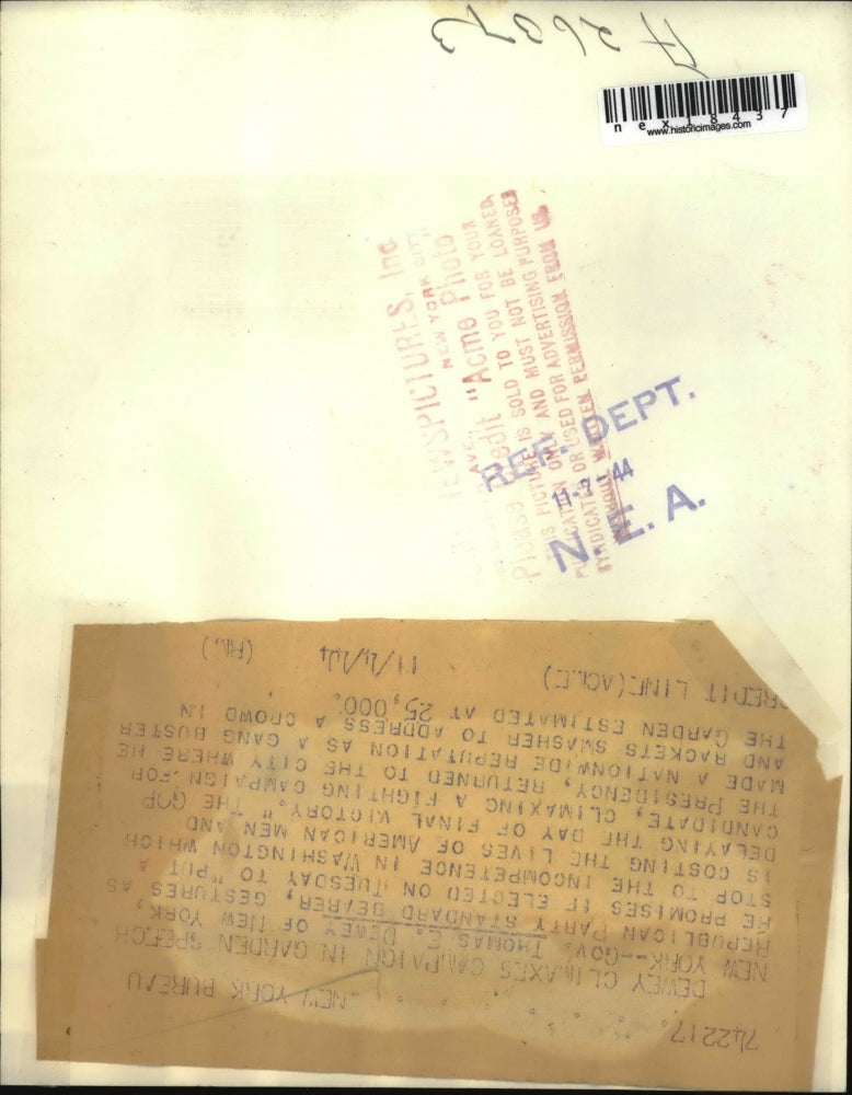 1944 Press Photo NYC Gov Thomas E Dewey of NY at a conference