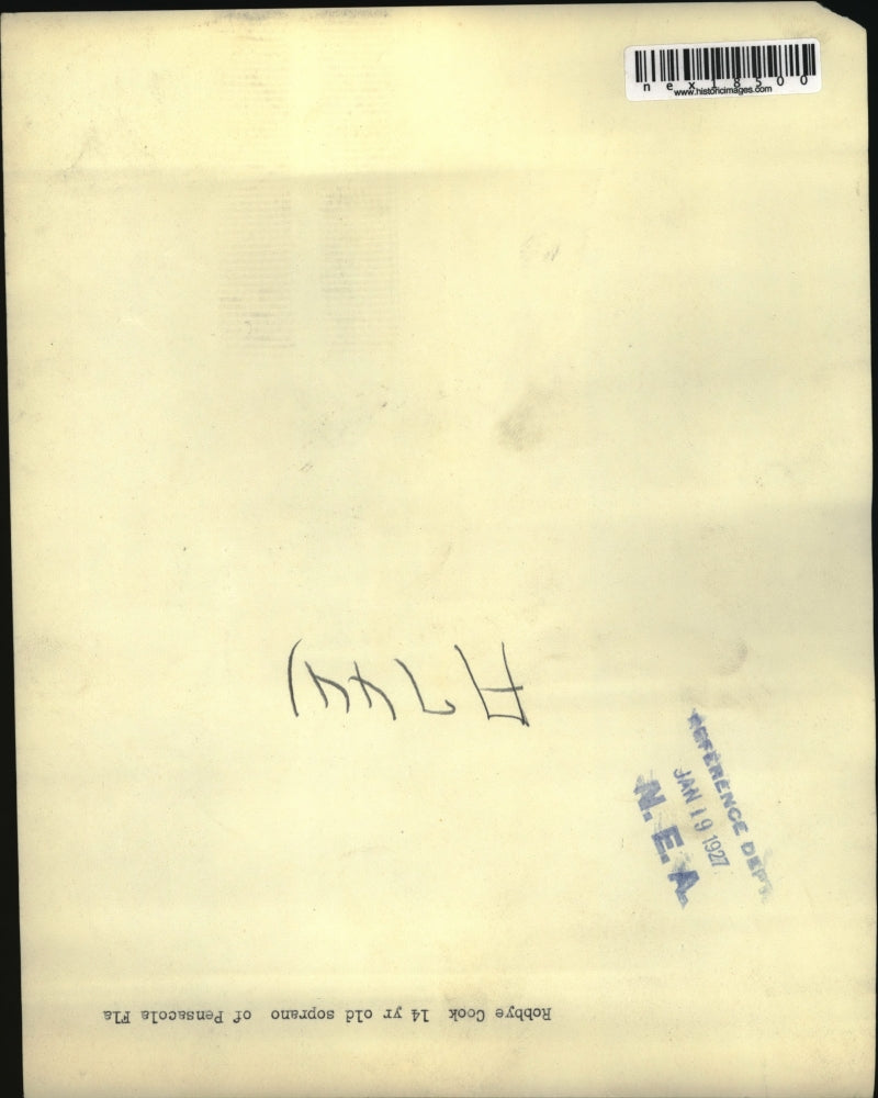 1927 Press Photo Robbye Cook age 14 soprano of Pensacola Fla