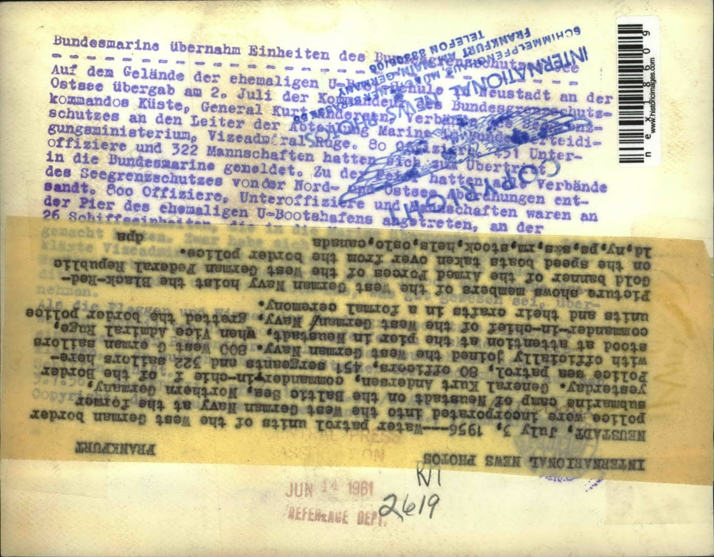 1961 Press Photo Neustadt West German Navy water patrol units