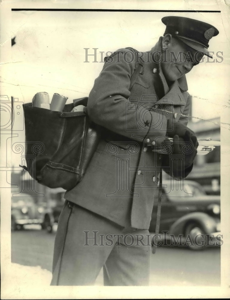 1937 Press Photo A post man on his delivery route