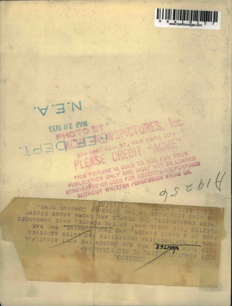 1932 Press Photo Ruth Wenter Northwestern Univ & Paul Cummins