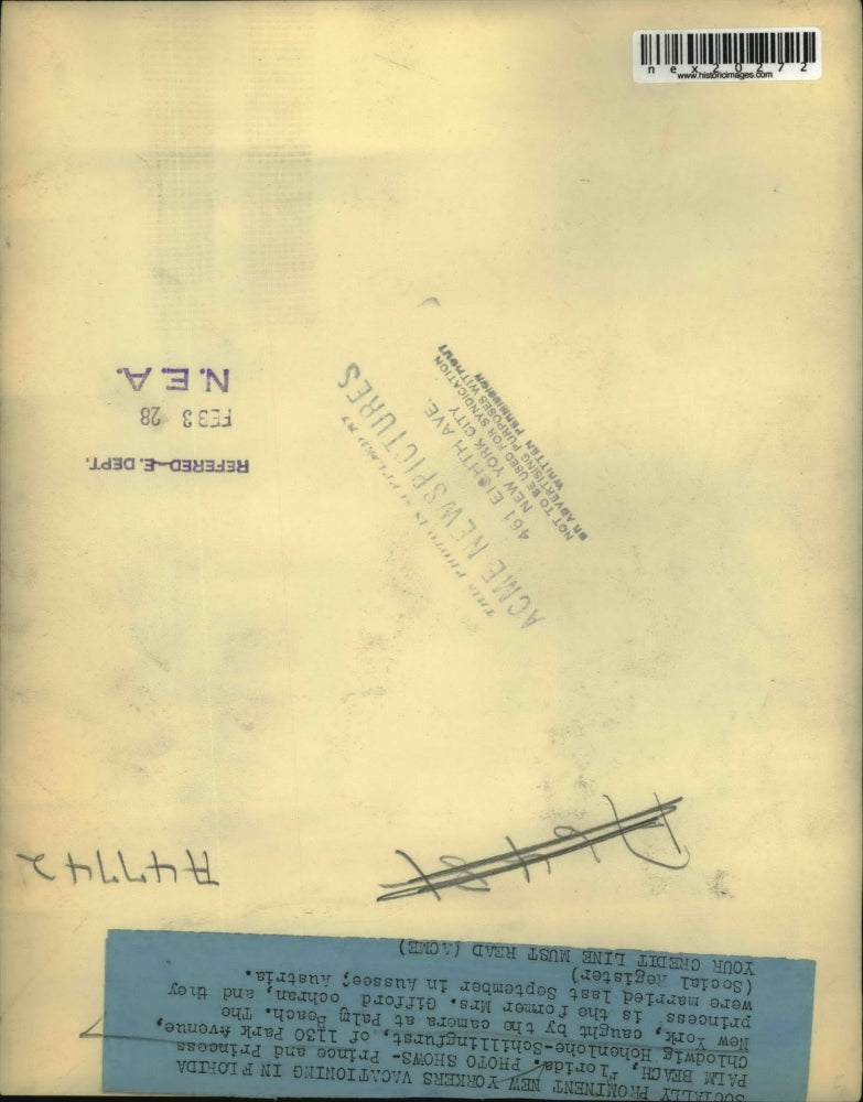 1928 Press Photo Palm Beach Fla. Prince & PrincessChlodwig H Schillingfurst of N