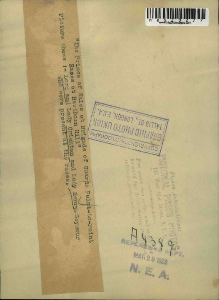 1923 Press Photo Prince of Wales Lord & Lady Crichton, Lady H Seymour