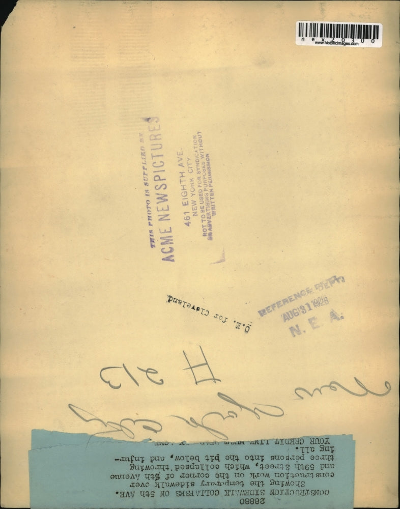 1926 Press Photo Temp sidewalk over construction at th Ave & 59th St in NYC