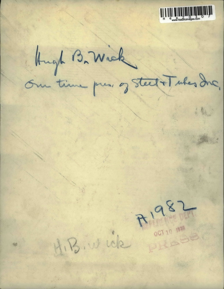 1932 Press Photo Hugh B Wick pres of Steel & Tubes Inc