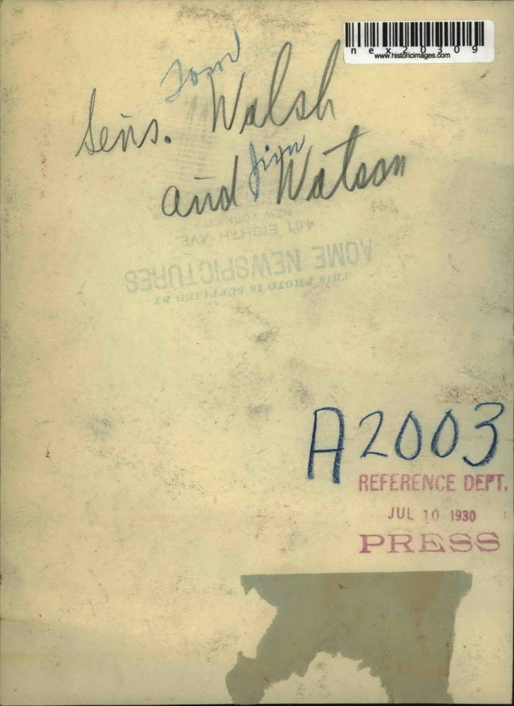 1930 Press Photo Senators Tom Walsh & Jim Watson in Wash DC