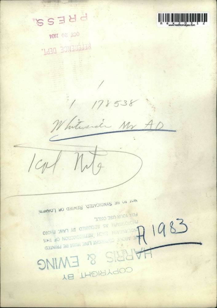 1934 Press Photo Mr ADWhiteseder - nex20312